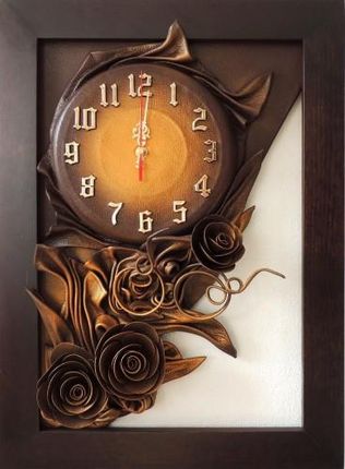 Art Deco Zegar Ścienny Ze Skóry Do Salonu Oryginalna Stylistyka 3D Rz5 4 (Rz54)