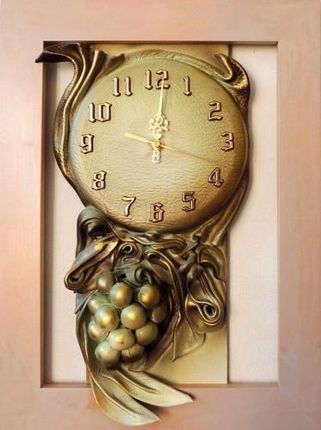 Art Deco Ścienny Zegar Z Winogronem Drewnianej Ramie 46X34Cm Rz3 8 (Rz38)