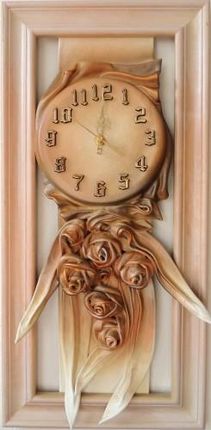 Art Deco Wąski Zegar Ścienny Róże Ze Skóry 58X28Cm Rz4 5 (Rz45)