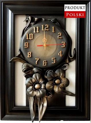 Art Deco Zegar Ścienny Czarny W Drewnianej Ramie Rz5 9 (Rz59)