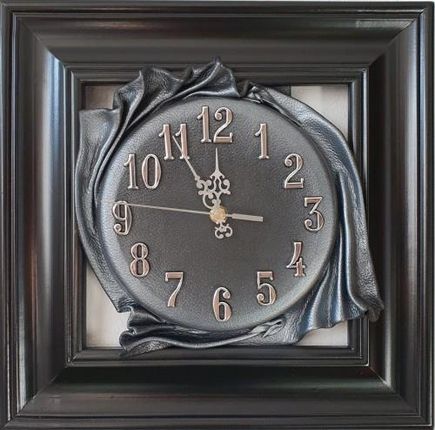 Art Deco Czarno Srebrny Zegar Ścienny W Czarnej Ramie Rz 4 (Rz4)