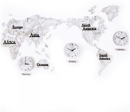 Activeshop Zegar Dekoracja Mapa Świata - Strefy Czasowe