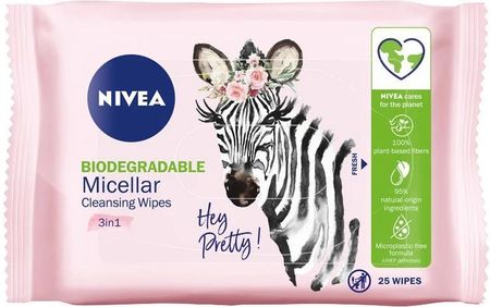 Nivea MicellAir Skin Breathe 3w1 biodegradowalne pielęgnujące micelarne chusteczki do demakijażu 25szt.