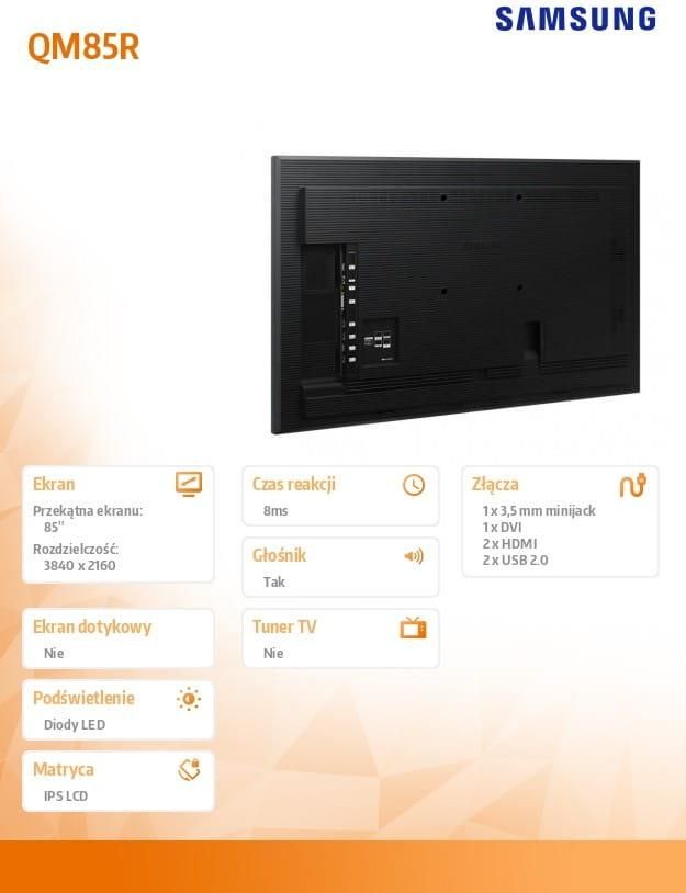 Samsung SMART Signage QM85R (LH85QMREBGCXEN) - zdjęcie 4 Samsung SMART Signage QM85R (LH85QMREBGCXEN)