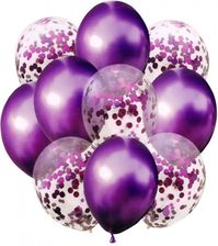 Zdjęcie Mk Trade Zestaw Balonów Metalicznych Fioletowych I Konfetti 33 Cm 10Szt - Milicz