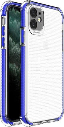 Hurtel Spring Armor żelowy elastyczny pancerny pokrowiec z kolorową ramką do iPhone 11 niebieski