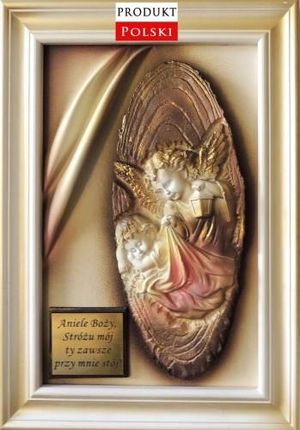 Art Deco Obraz z aniołem stróżem na pamiątkę chrztu świętego + dedykacja - A3S-6 A3S6