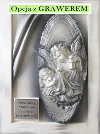 Art Deco Pamiątka chrztu - obraz na prezent - Anioł Stróź + dedykacja - 40x30cm - AS2-2 AS22