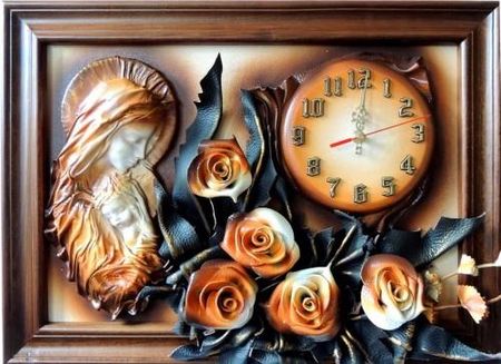 Art Deco Maryja - obraz z Matką Bożą - róże + zegar - 55X40cm - K5SZ-2 K5SZ2