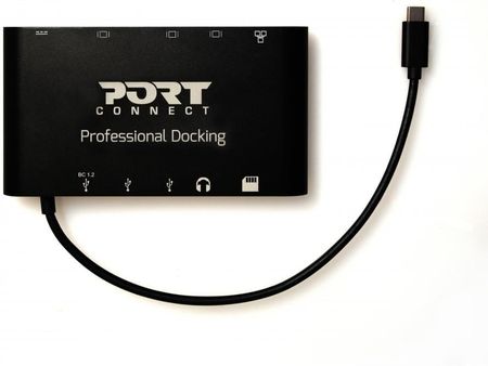 Stacja dokująca PORT DESIGNS Travel Type-C 1x4K++ (USB-C; Video 4K; Gigabit Ethernet; USB 3.0; USB charge; SD card; audio) (901906)
