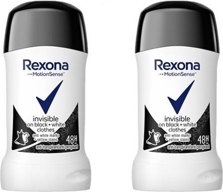 ZESTAW 2X REXONA Invisible on black+white Antyperspirant w sztyfcie dla kobiet 40 ml