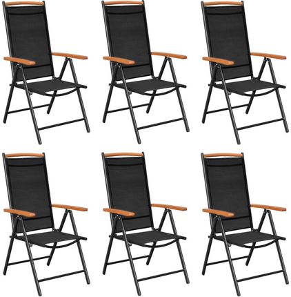 Składane Krzesła Ogrodowe 6szt.  Tkanina Textilene, Czarne
