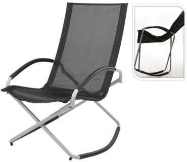 Krzesło Ogrodowe Bujane Składane Czarne 98X70X90