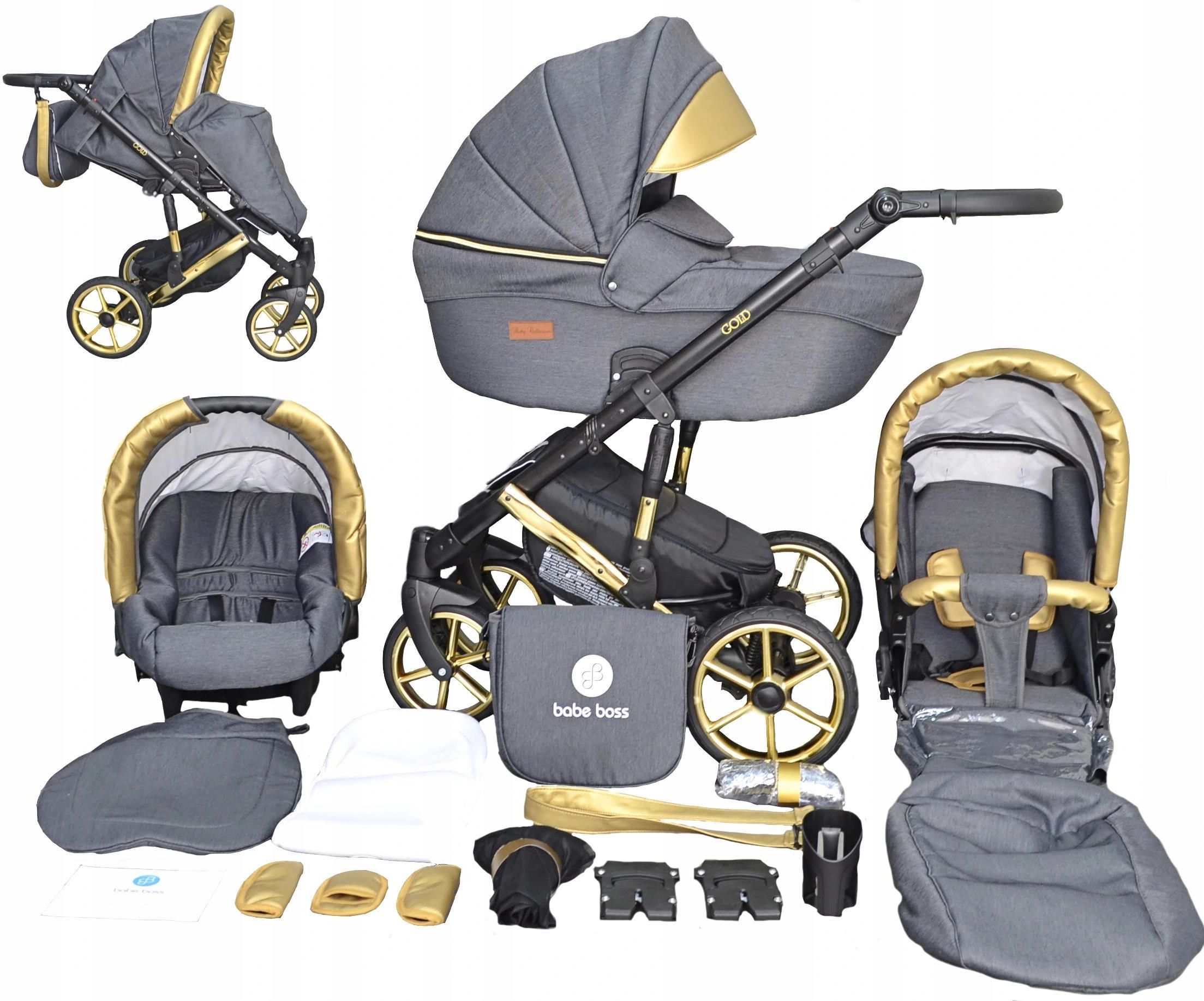 Wózek Babe Boss Wózek Dziecięcy 3W1 Gold Uczio Złoty - Ceny