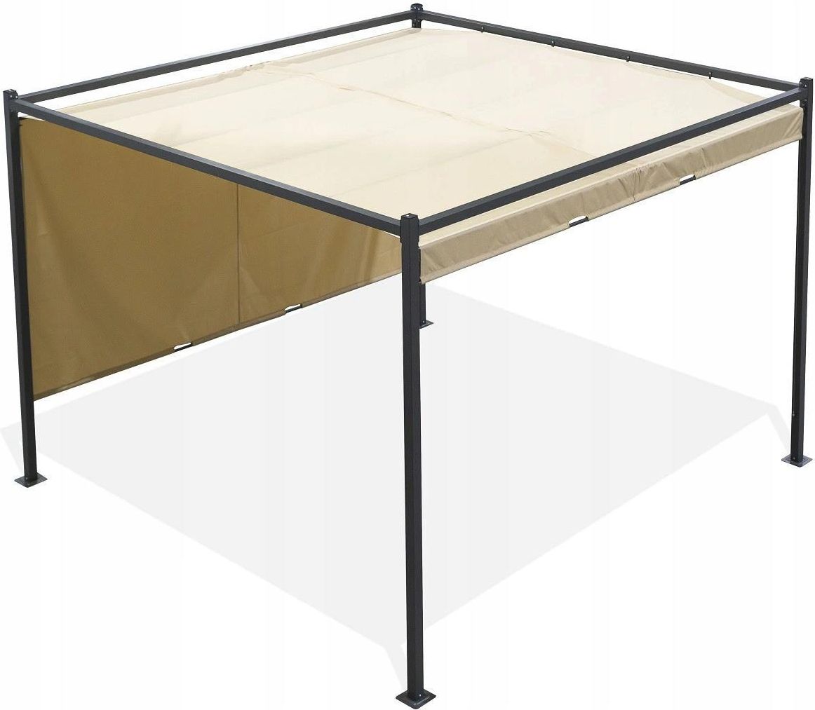 Grindi Pergola tarasowa szara z beżowym poszyciem - 3x3m - zdjęcie 3 Grindi Pergola tarasowa szara z beżowym poszyciem - 3x3m