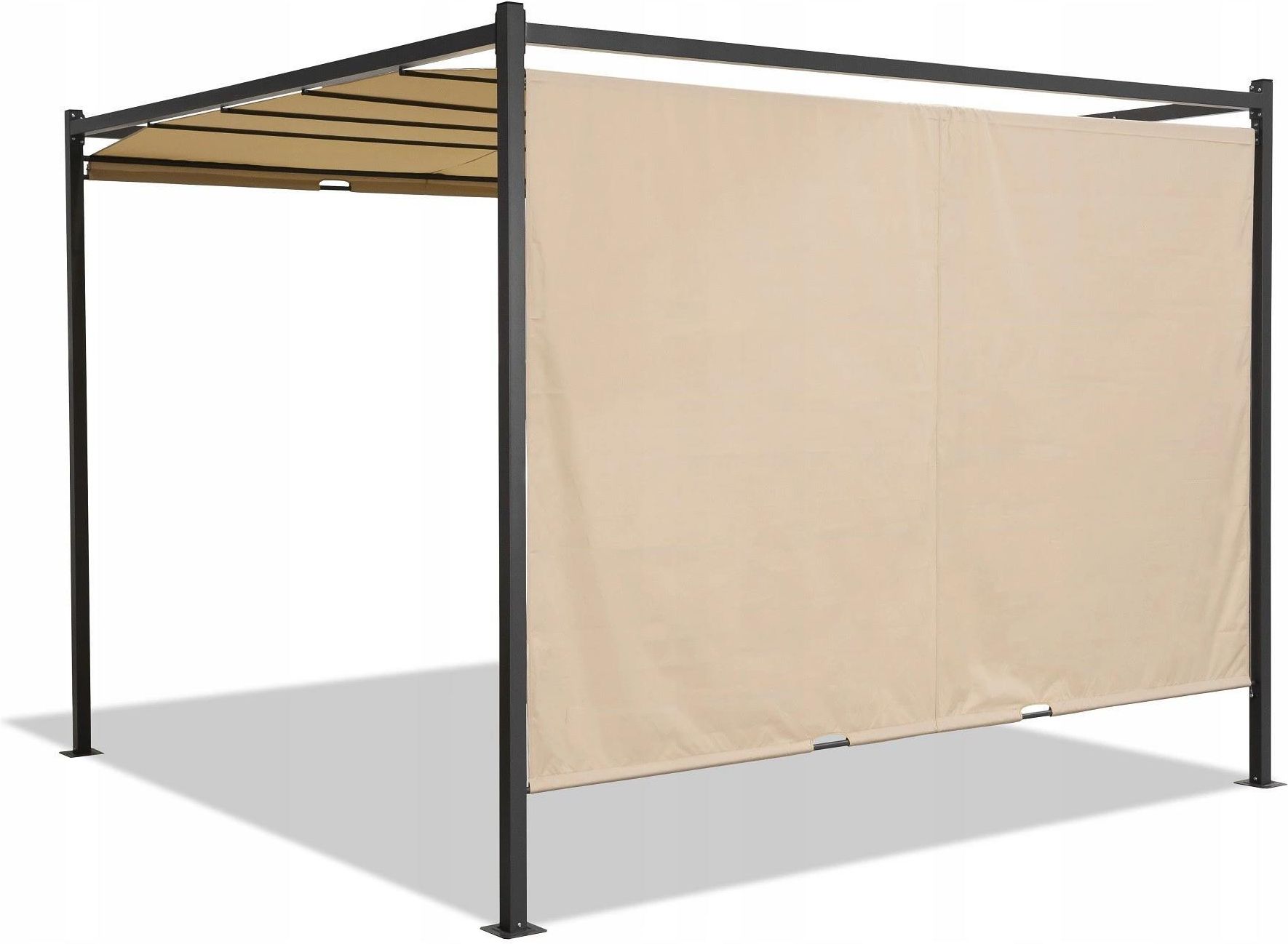 Grindi Pergola tarasowa szara z beżowym poszyciem - 3x3m - zdjęcie 4 Grindi Pergola tarasowa szara z beżowym poszyciem - 3x3m