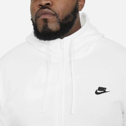 Nike Męska bluza z kapturem i zamkiem na całej długości Nike Sportswear Club Fleece Biel - Ceny i opinie Bluzy męskie WVFN
