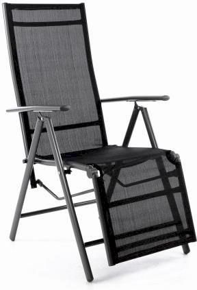 Leżak Ogrodowy Aluminiowy Regulowany Krzesło Ogrodowe Rozkładane Czarne