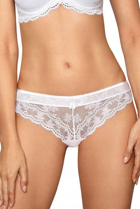 Róża Lagerta stringi z koronką *M * białe