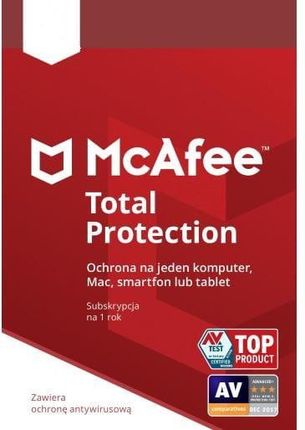 McAfee Total Protection 1 PC/1 rok - klucz aktywacyjny (Key) (M933361PC1Y)