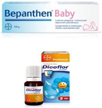 Bayer Zestaw Bepanthen Baby Maść Ochronna  100 G + Dicoflor Krople Dla Niemowląt I Dzieci  5Ml