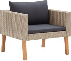 Zdjęcie Pojedyncza Sofa Ogrodowa Z Poduszkami Rattan Pe Beż - Żukowo