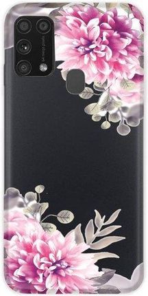 Casegadget Etui Nadruk Białe Kwiaty Samsung Galaxy M31
