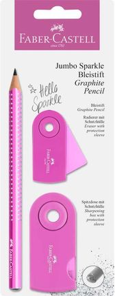 Zestaw Jumbo Sparkle Pearlysleeve Ołówektem perówkagumka Różowy Blister Faber Castell 188L115
