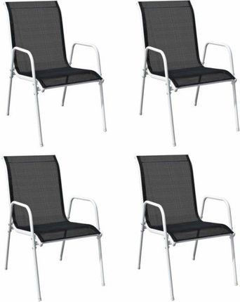 Krzesła Ogrodowe Sztaplowane 4szt. Stal I Textilene Czarne