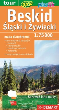 Beskid Śląski i Żywiecki. Mapa turystyczna 1:75000. Plastik