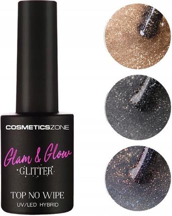 Cosmetics Zone Top hybrydowy Glam & Glow Glitter Silver 15ml