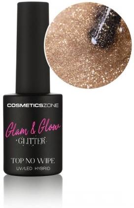Cosmetics Zone Top hybrydowy Glam & Glow Glitter Gold 15ml