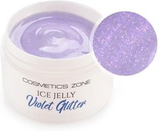 Cosmetics Zone Żel do przedłużania paznokci UV LED galaretka ICE JELLY fioletowy z brokatem Violet Glitter 15ml
