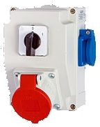 AEP JURATA IP44 z wyłącznikiem L-0-P wej. PG21 wyj. 1x32A 4P 400V + 1x16A 3P 230V (RJLP324-1)