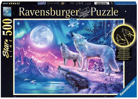 Ravensburger Puzzle 500 Świecące Wilk W Zorzy Polarnej