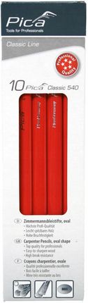 Pica Zestaw 10Szt Profesjonalny Ołówek Stolarski 540