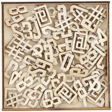 Zdjęcie DREWNIANE CYFRY I ZNAKI PUDEŁKO DECOUPAGE 104 SZT. - Buk