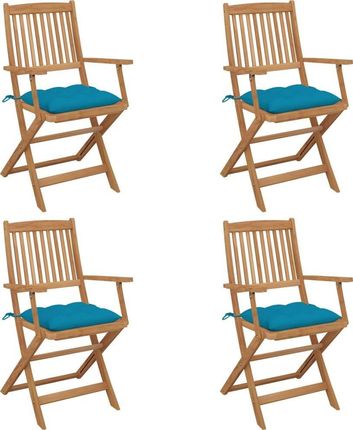 Vidaxl Składane Krzesła Ogrodowe Z Poduszkami 4szt. Drewno Akacjowe 3064636
