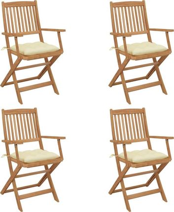 Vidaxl Składane Krzesła Ogrodowe Z Poduszkami 4szt. Drewno Akacjowe 3064634