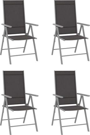Vidaxl Składane Krzesła Ogrodowe 4szt. Tkanina Textilene, Czarne