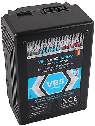 Patona Platinum Nano V95 V-Mount 95Wh F. Sony Dsr 600P 650P 652P Hdw 800P Pdw 850 Bp-150W Red Arri