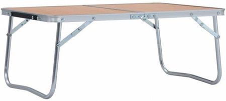 Vidaxl Składany stolik turystyczny brązowy aluminiowy 60x40 cm