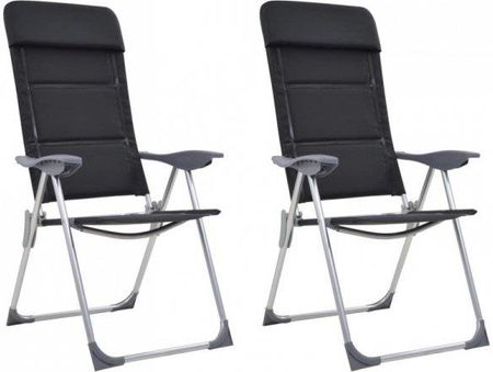 Vidaxl Krzesła turystyczne 2 szt. 58x69x111 cm aluminium czarne