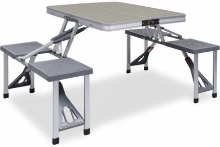 Vidaxl Składany stolik turystyczny z 4 siedziskami stal aluminium