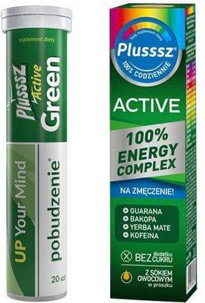 Plusssz Active  100% Energy Complex 20 tabl. mus. Na znużenie  + PLUSSSZ ACTIVE GREEN Tabletki musujące 20 szt. 