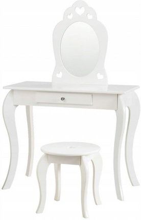 Costway Toaletka biurko dziecięce z lustrem i taboretem białe (HW65300WH)