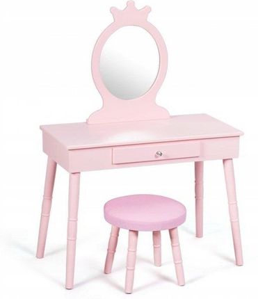 Costway Toaletka biurko dziecięce z lustrem i taboretem (HW65928PI)
