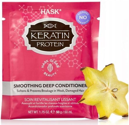 Hask Keratin Protein Odżywka Głęboko Nawilżająca Do Włosów Zniszczonych Zabiegami Chemicznymi 50 ml