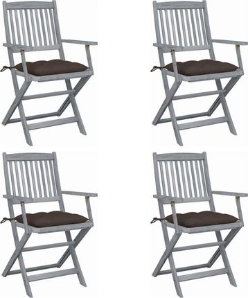 Vidaxl Składane Krzesła Ogrodowe 4szt. Poduszki Drewno Akacjowe 3064532