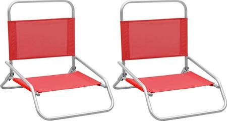 Vidaxl Składane Krzesła Plażowe 2szt. Czerwone Obite Tkaniną